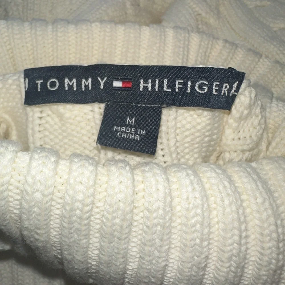 Tommy Hilfiger White Cable Knit Turtleneck Sweater - Picture 4 of 5